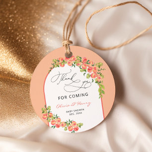 Watercolor Sweet Little Peach Thank You Favour Tag
