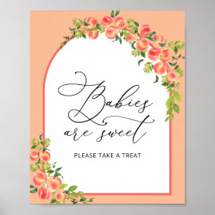 Watercolor Sweet Peach Baby Shower Sweet Treat Poster