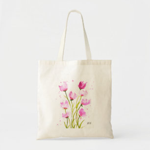 Watercolor Sweet peas Floral Pink Girly Botanical Tote Bag