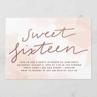 Watercolor Sweet Sixteen Invitation