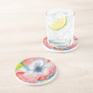 Watercolor Sweetpea Flower Art Coaster