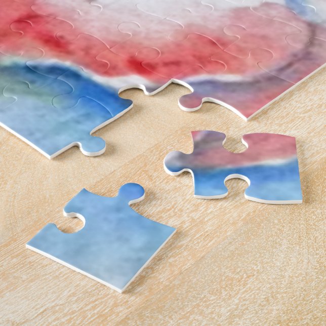 Watercolor Sweetpea Flower Art Jigsaw Puzzle (Side)