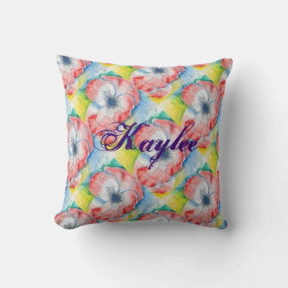 Watercolor Sweetpea Flower Art Personalised Cushion