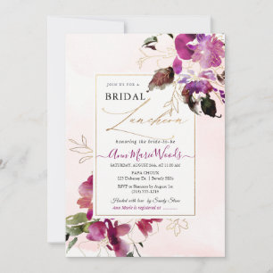 Watercolor Sweetpeas Cherry Red Bridal Lunchoen Invitation