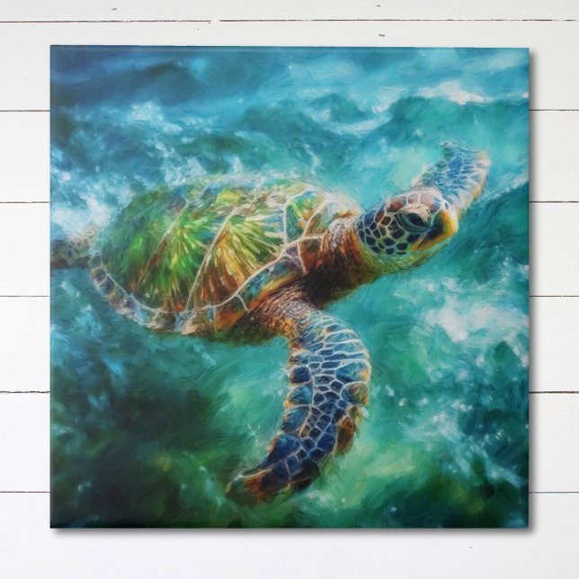 Watercolor Swimming Sea Turtle Tile (Creator Uploaded)