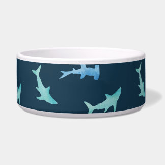 Watercolor Swimming Shark Silhouettes Pattern