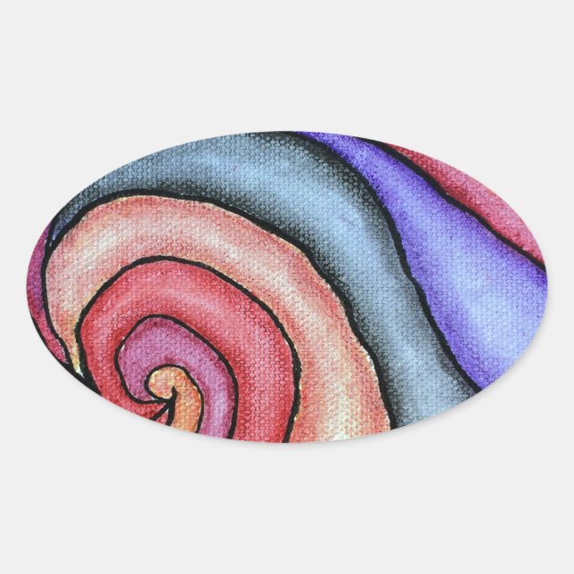 Watercolor Swirl Oval Sticker (Front)