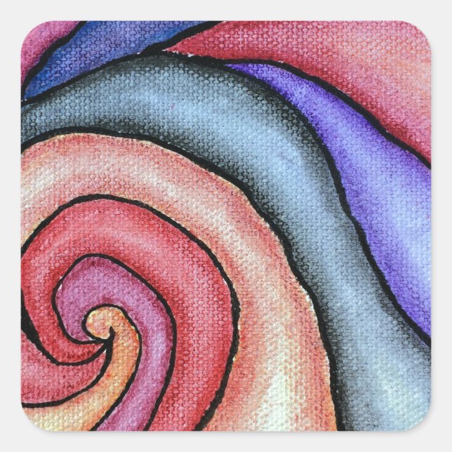 Watercolor Swirl Square Sticker (Front)