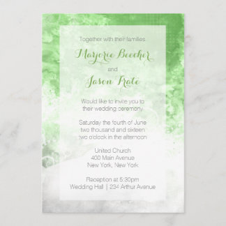 Watercolor Swirl Wedding Invitation - Green