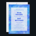 Watercolor Swirls Blue Custom Bar Bat Mitzvah Invitation<br><div class="desc">Perfect card to announce a bat mitzvah, bar mitzvah or other Jewish celebration! Hand made art for you. FULLY CUSTOMIZABLE! Click on “Personalise” above to edit the text. Click "edit using design tool" to adjust the fonts, colours and placements and to delete the back side design if you prefer (I...</div>