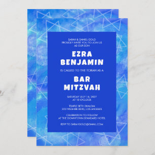 Watercolor Swirls Custom QR CODE Bar Bat Mitzvah Invitation
