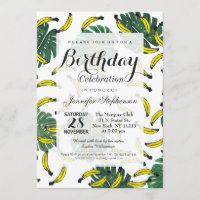 Watercolor Swiss Cheese Plant and Bananas