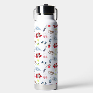 Watercolor Swiss Winter Travel Themed Water Bottle