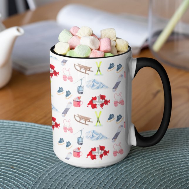 Watercolor Switzerland Winter Travel Icons  Mug (Creator Uploaded)