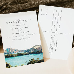 Watercolor Sydney Australia Skyline Destination Postcard