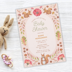Watercolor Symmetric Fall Theme Baby Shower  Invitation