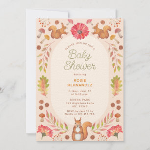 Watercolor Symmetric Fall Theme Baby Shower Invitation