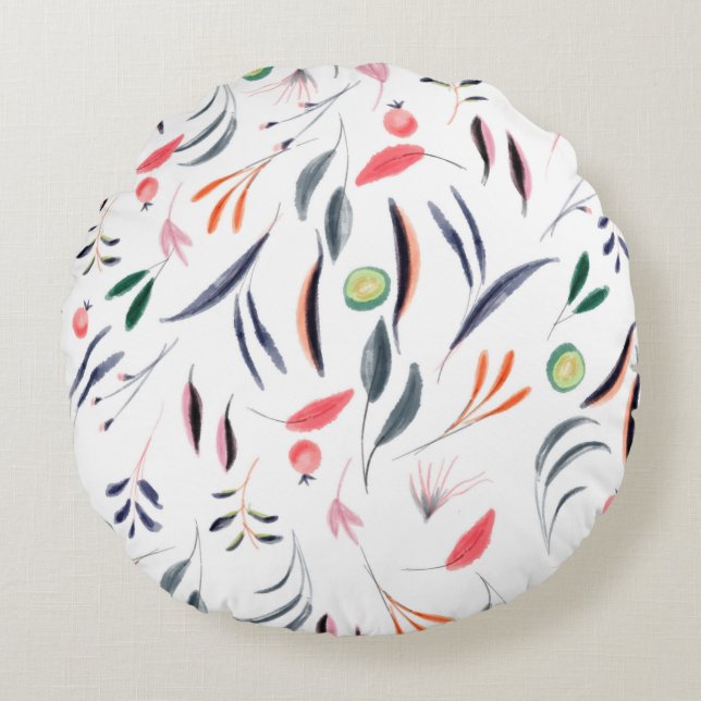 Watercolor tablecloth cloth design round cushion (Front)