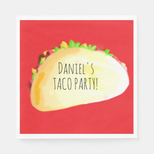 Watercolor Taco Party Birthday Napkin