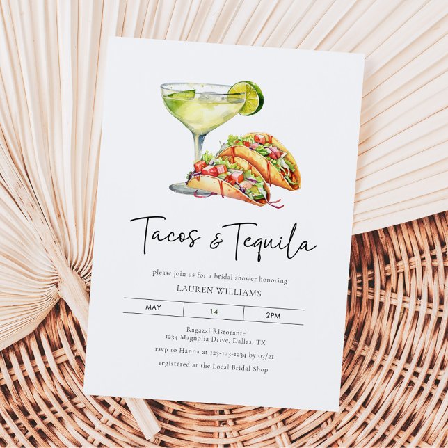 Watercolor Tacos & Tequila Bridal Shower Invitation (Creator Uploaded)