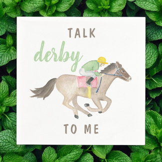 Watercolor Talk Derby to Me Horse Racing Napkin