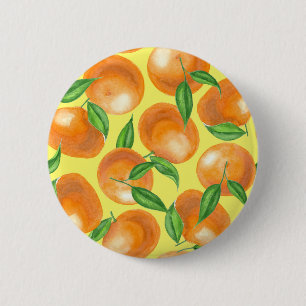 Watercolor tangerines 6 cm round badge