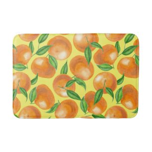 Watercolor tangerines bath mat