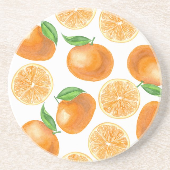 Watercolor tangerines coaster (Front)