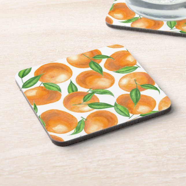 Watercolor tangerines coaster (Left Side)