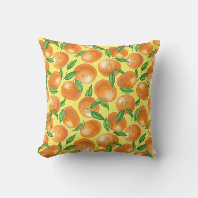 Watercolor tangerines cushion (Front)