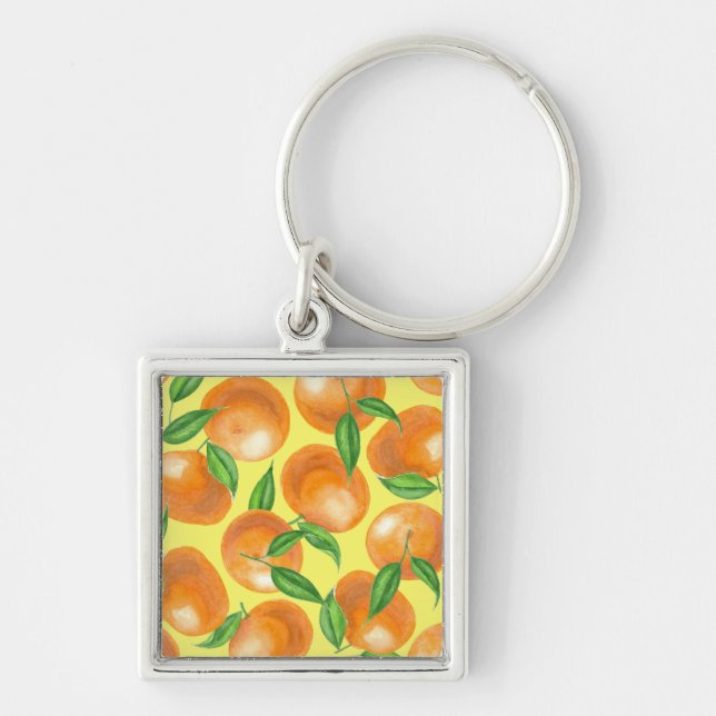 Watercolor tangerines key ring (Front)