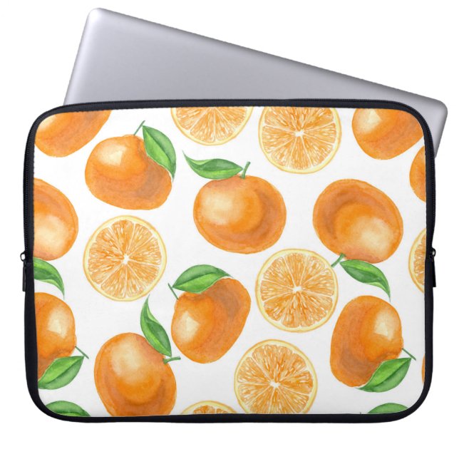 Watercolor tangerines laptop sleeve (Front)