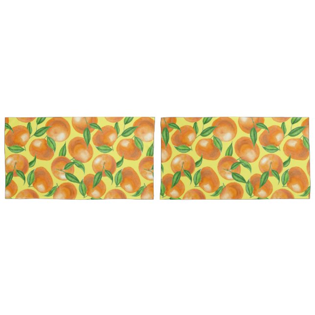 Watercolor tangerines pillowcase (Front-Set)