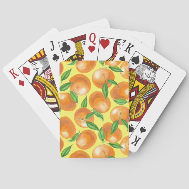 Watercolor tangerines playing cards (Back)