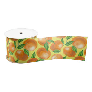 Watercolor tangerines satin ribbon