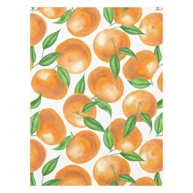 Watercolor tangerines tablecloth (Front)