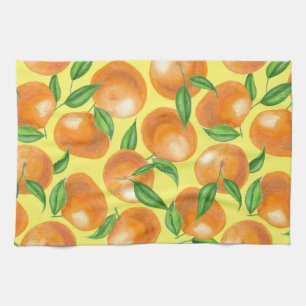 Watercolor tangerines tea towel