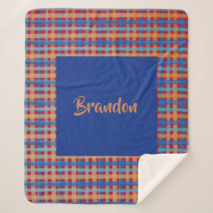 Watercolor Tartan Hand-painted Monogrammed Sherpa Blanket