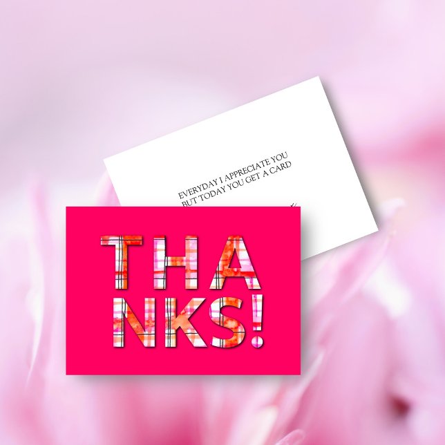 Watercolor Tartan Plaid Pinks  Pattern Thank you Card (I appreciate you Tartan Thank you card)