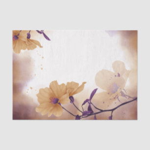 Watercolor Taupe Earth Tones Floral Decoupage Tissue Paper