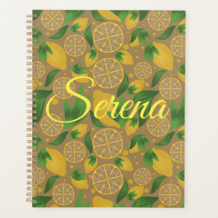 Watercolor Taupe Lemon Fruit Personalised Planner
