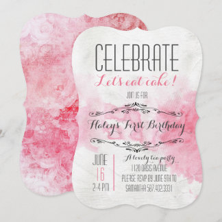 Watercolor Tea Party Birthday Invitation