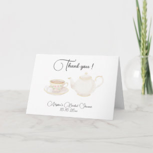 Watercolor Tea Party Bridal Shower Thank you Card