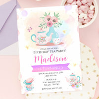 Watercolor Tea Party Garden Spring Floral Birthday