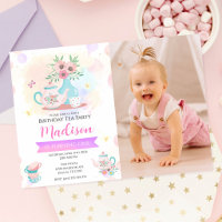 Watercolor Tea Party Garden Spring Floral Birthday