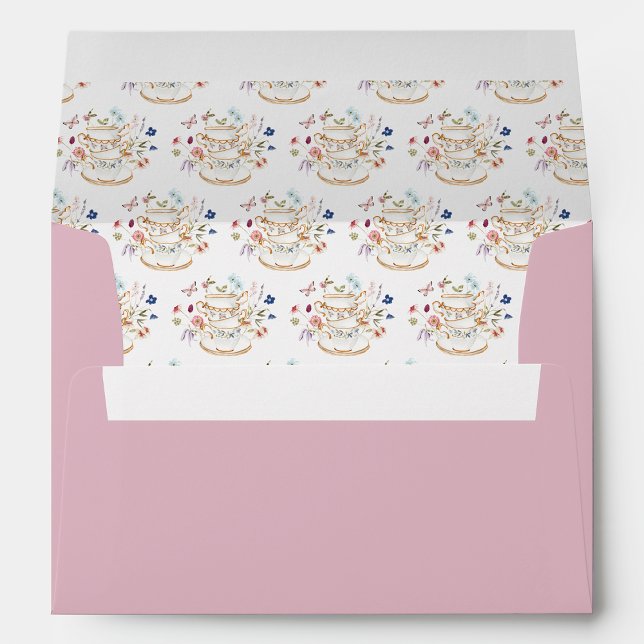 Watercolor Tea Party Pink Envelope (Watercolor Tea Party Pink Envelope by Painted Paperie
)