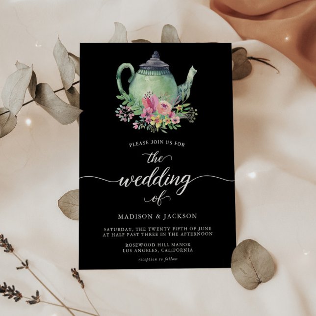 Watercolor Tea Party Theme Wedding Invitation (Creator Uploaded)