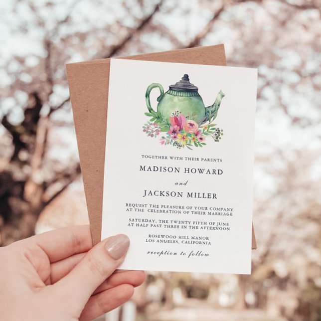 Watercolor Tea Party Wedding Invitation (Creator Uploaded)