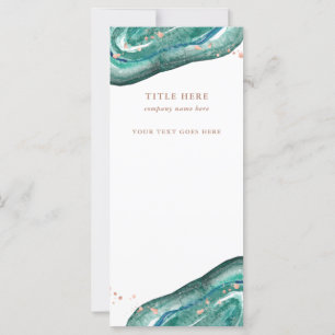 Watercolor Teal and Faux Rose Gold Geode