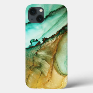 Watercolor Teal Gold Glitter iPhone / iPad case